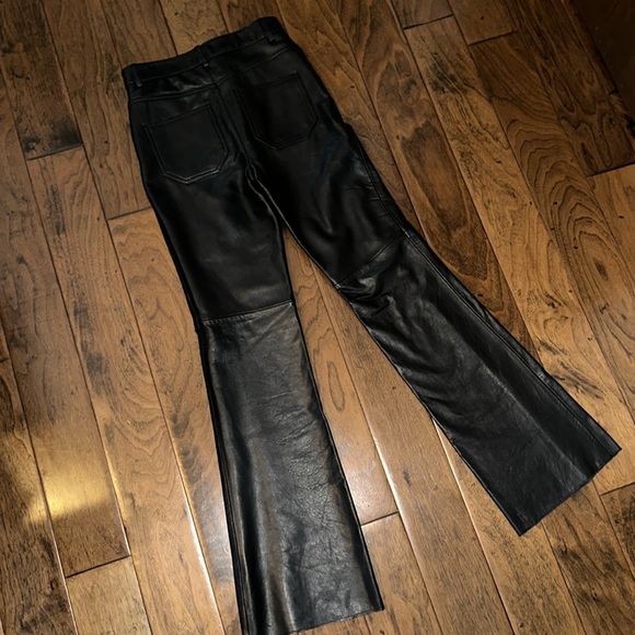 NWT $229 ZARA 100% Genuine Sheep Leather Black Flare Pants Limited Edition Sz XS - Picture 12 of 13